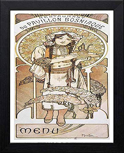 L Lumartos Vintage Poster Alphonse Mucha Menu Restaurant Du Pavillion Bosniaque 1900