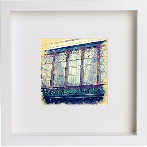 Glasgow Hielanman Umbrella Print Home Office Gift Birthday Anniversary 0047 in White frame, premium wall art print