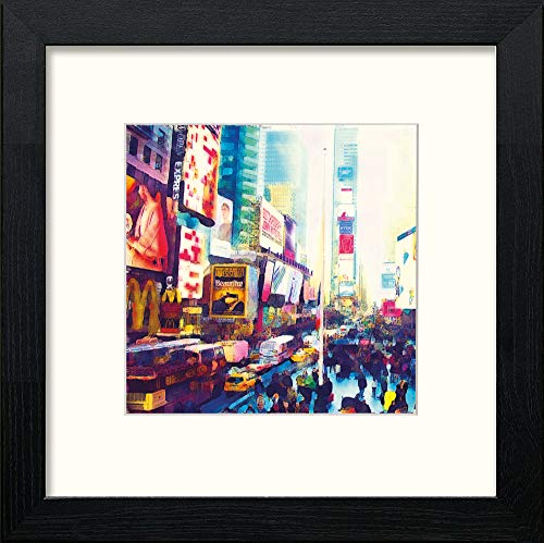 Times Square in Black Wood frame, premium wall art print