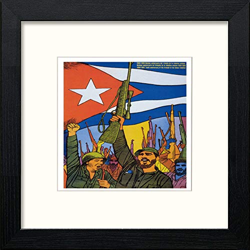 Vintage Poster Cuba War in Black Wood frame, premium wall art print