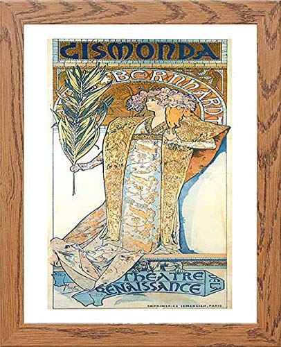 Vintage Poster Gismonda in Wood frame, premium wall art print