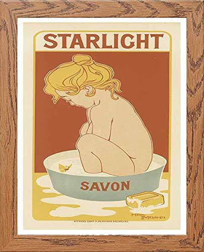 Vintage Poster Maf196 Starlight Savon in Wood frame, premium wall art print