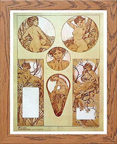 Vintage Poster Alphonse Mucha in Wood frame, premium wall art print