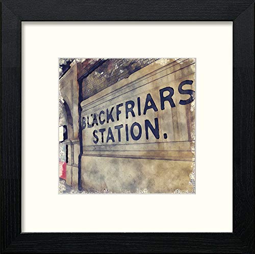 London Underground Blackfriars in Black Wood frame, premium wall art print