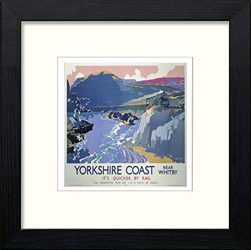 Vintage LNLR Whitby Poster in Black Wood frame, premium wall art print