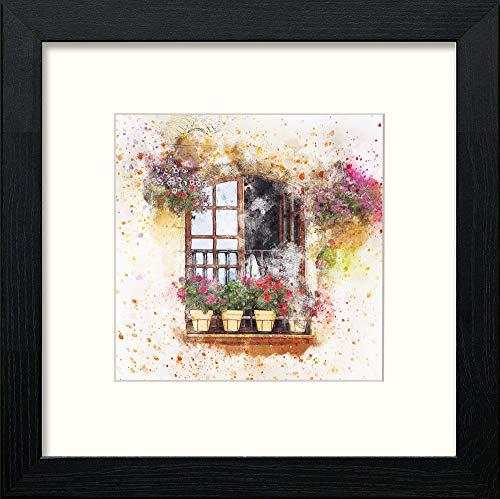 Flower Pots in Black Wood frame, premium wall art print