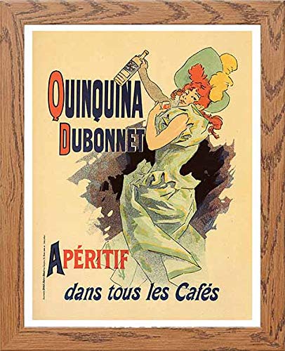 Vintage Poster Quinquina Dubonnet Apritifa in Wood frame, premium wall art print