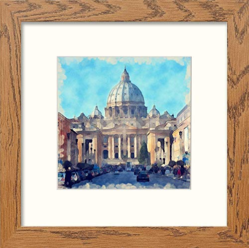 Saint Peter's Basilica in Dark Wood frame, premium wall art print