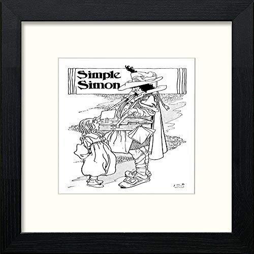 Vintage Poster Big Book Of Nursery Rhymes (13) in Black Wood frame, premium wall art print