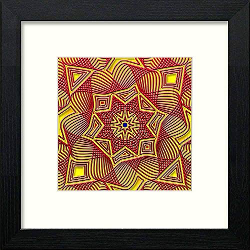Vintage Islamic Tile in Black Wood frame, premium wall art print