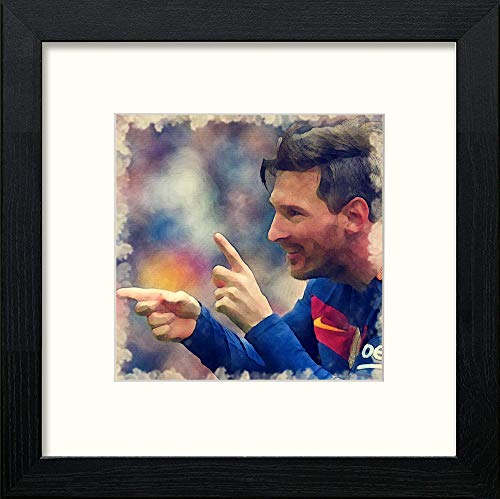 Lionel Messi in Black Wood frame, premium wall art print