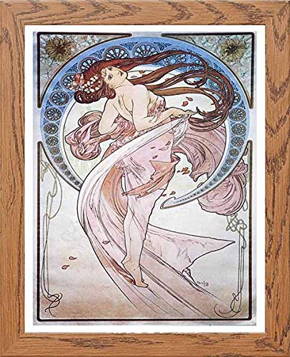 Vintage Poster Alphonse Mucha La Dansedance 1898 in Wood frame, premium wall art print