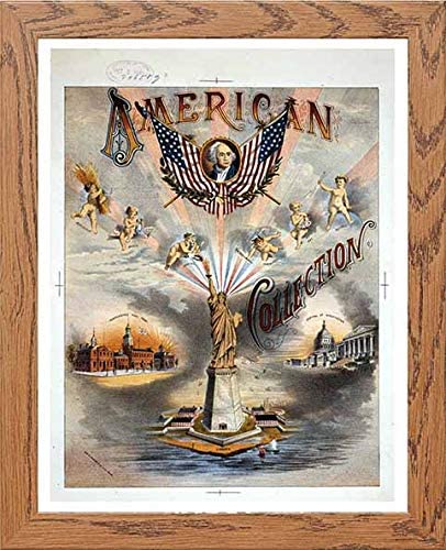 L Vintage Poster American Collection in Wood frame, premium wall art print
