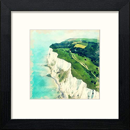 White Cliffs Dover in Black Wood frame, premium wall art print