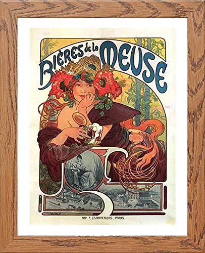 Vintage Poster Bieres De La Meuse in Wood frame, premium wall art print