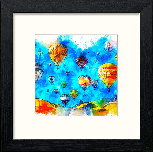 Hot Air Baloons in Black Wood frame, premium wall art print