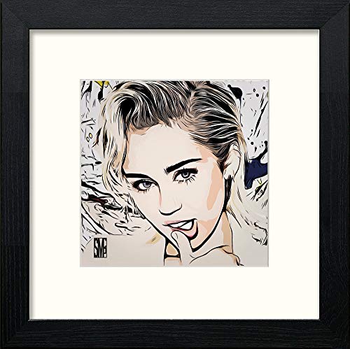 Miley Cyrus in Black Wood frame, premium wall art print