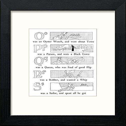 Vintage Poster Big Book Of Nursery Rhymes (74) in Black Wood frame, premium wall art print