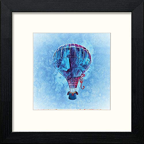 Blue Ballon in Black Wood frame, premium wall art print