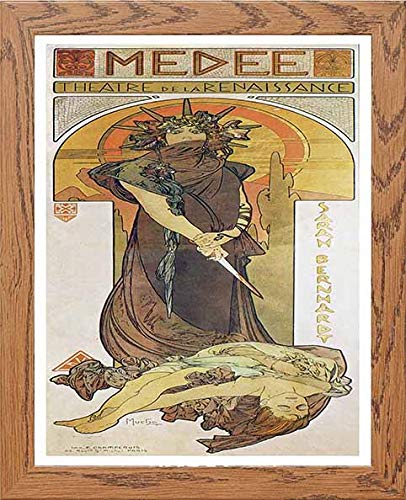 Vintage Poster Alphonse Mucha Medee 1898 in Wood frame, premium wall art print