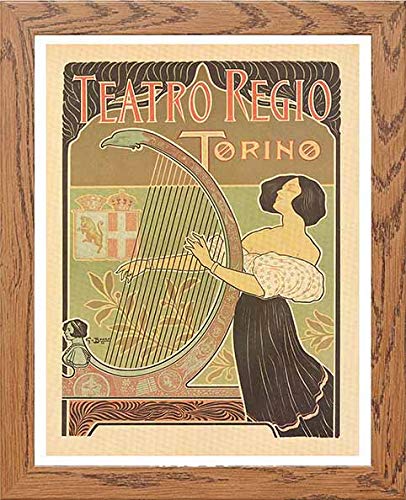 Vintage Poster Teatro Regio Torino in Wood frame, premium wall art print