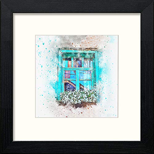 The Blue Window in Black Wood frame, premium wall art print