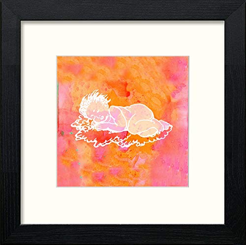 Sleeping Cherub in Black Wood frame, premium wall art print