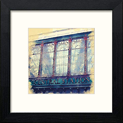 Glasgow Hielanman Umbrella in Black Wood frame, premium wall art print