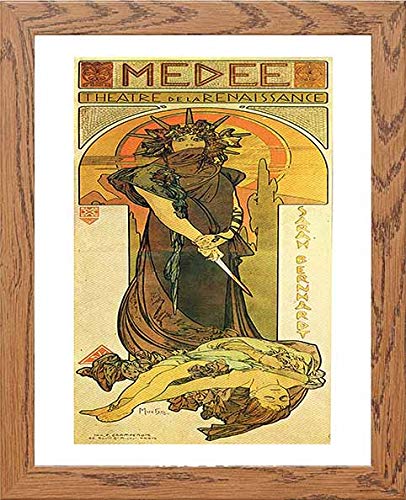 Vintage Greek God Poster Medea in Wood frame, premium wall art print