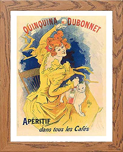 Vintage Poster Quinquina Dubonnet Apritifb in Wood frame, premium wall art print