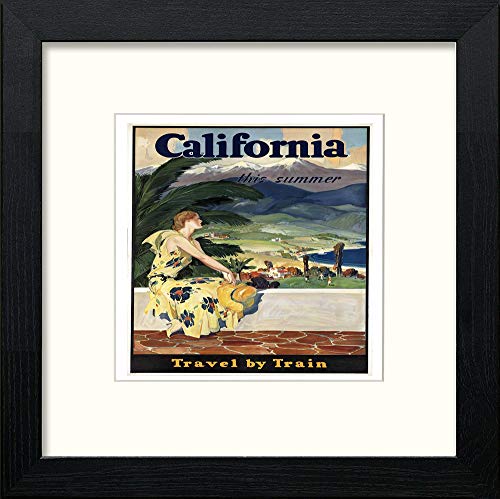Vintage Poster California in Black Wood frame, premium wall art print