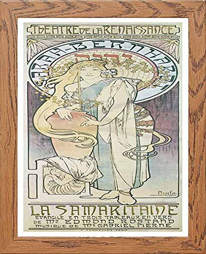 Vintage Poster Alphonse Mucha La Samaritaine 1897 in Wood frame, premium wall art print