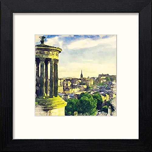 Edinburgh Calton Hill in Black Wood frame, premium wall art print
