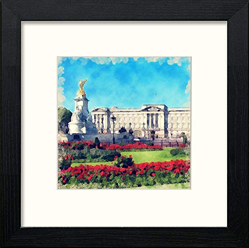 Buckingham Palace in Black Wood frame, premium wall art print
