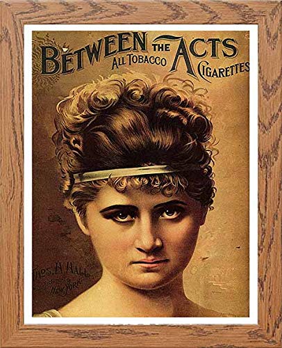 Vintage Poster Between The Acts All Tobacco Cigarettes in Wood frame, premium wall art print