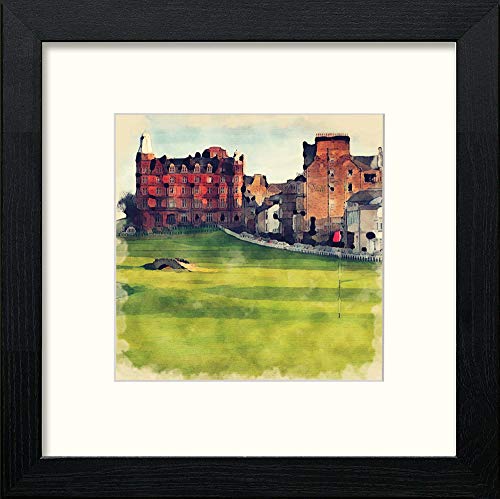 St Andrews 17th Green in Black Wood frame, premium wall art print