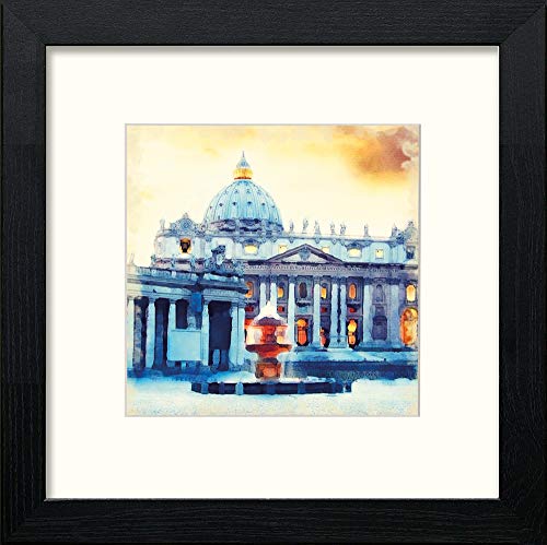 Rome St Peters in Black Wood frame, premium wall art print
