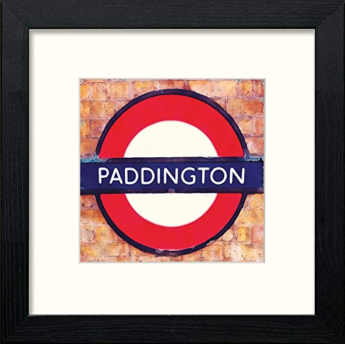 London Underground Paddington in Black Wood frame, premium wall art print