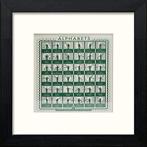 Vintage Semaphore Poster in Black Wood frame, premium wall art print