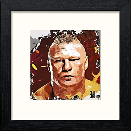 WWE Raw Brock Lesnar in Black Wood frame, premium wall art print