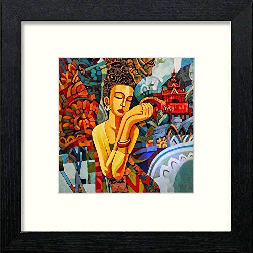 Vintage Siamese Beauty in Black Wood frame, premium wall art print