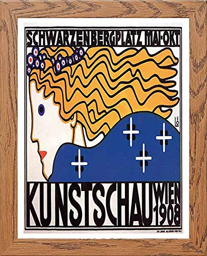 Vintage Poster Kunstschau Wien 1908 Posterb in Wood frame, premium wall art print