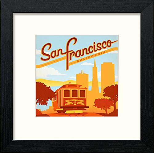 Vintage San Fransico Poster in Black Wood frame, premium wall art print