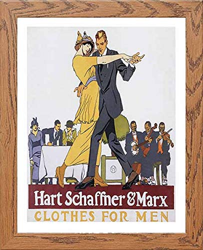 Vintage Poster Hart Schaffner Marx Clothes For Men Advertising in Wood frame, premium wall art print