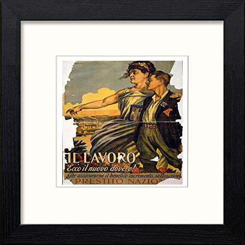 Vintage Poster Italy Il Lavoro in Black Wood frame, premium wall art print