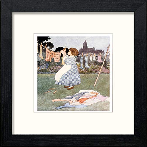 Vintage Poster Big Book Of Nursery Rhymes (6) in Black Wood frame, premium wall art print