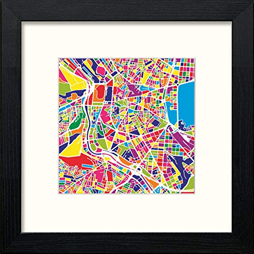 Madrid Map in Black Wood frame, premium wall art print