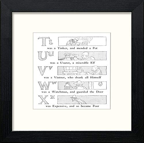 Vintage Poster Big Book Of Nursery Rhymes (75) in Black Wood frame, premium wall art print