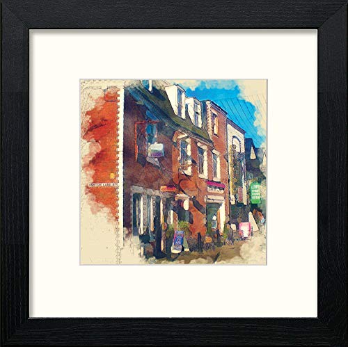 Glasgow Ashton Lane in Black Wood frame, premium wall art print