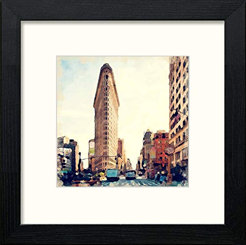 Flatiron Building in Black Wood frame, premium wall art print